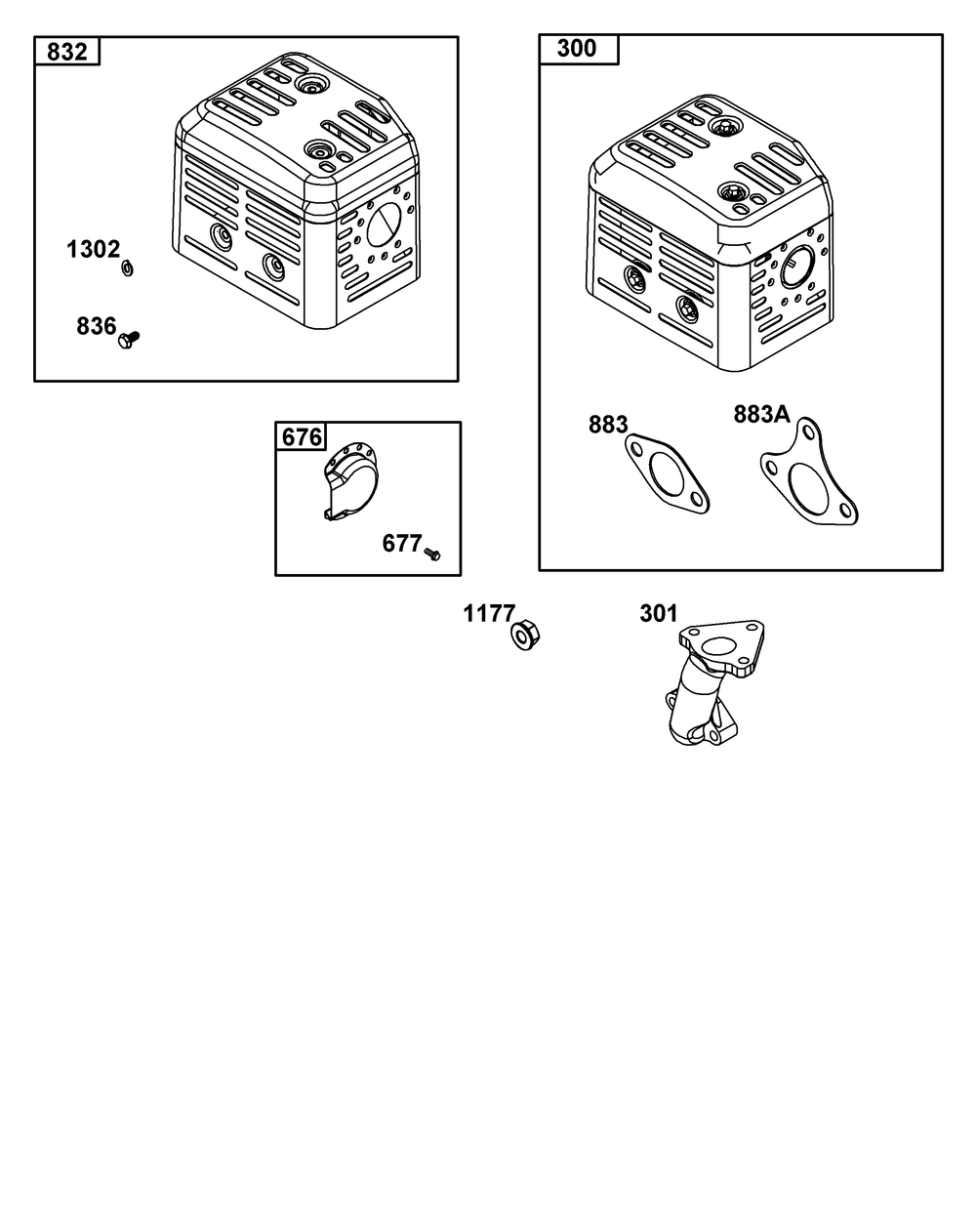Exhaust Group Diagram and Parts List for 25T237-0020-H5 200000 - 399999 Briggs and Stratton Engine